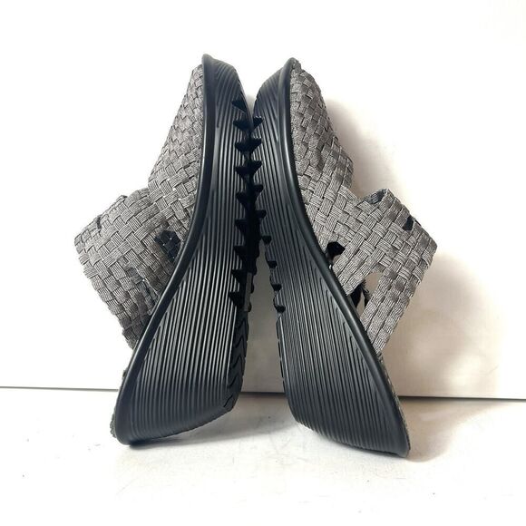 Bernie Mev Gray Woven Fabric Wedge Slip On Peep Toe Sandals Womens EU 41 US 10.5 - Picture 5 of 10